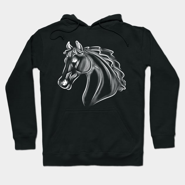 White horse sketch Hoodie by Antiope